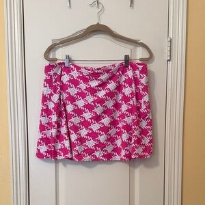 IBKUL Pink and White Geometric Mini Skirt